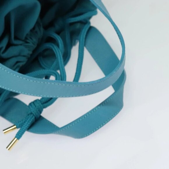 BURBERRY Blue Label Hand Bag Straw 2way Blue Gold A - Picture 7 of 15